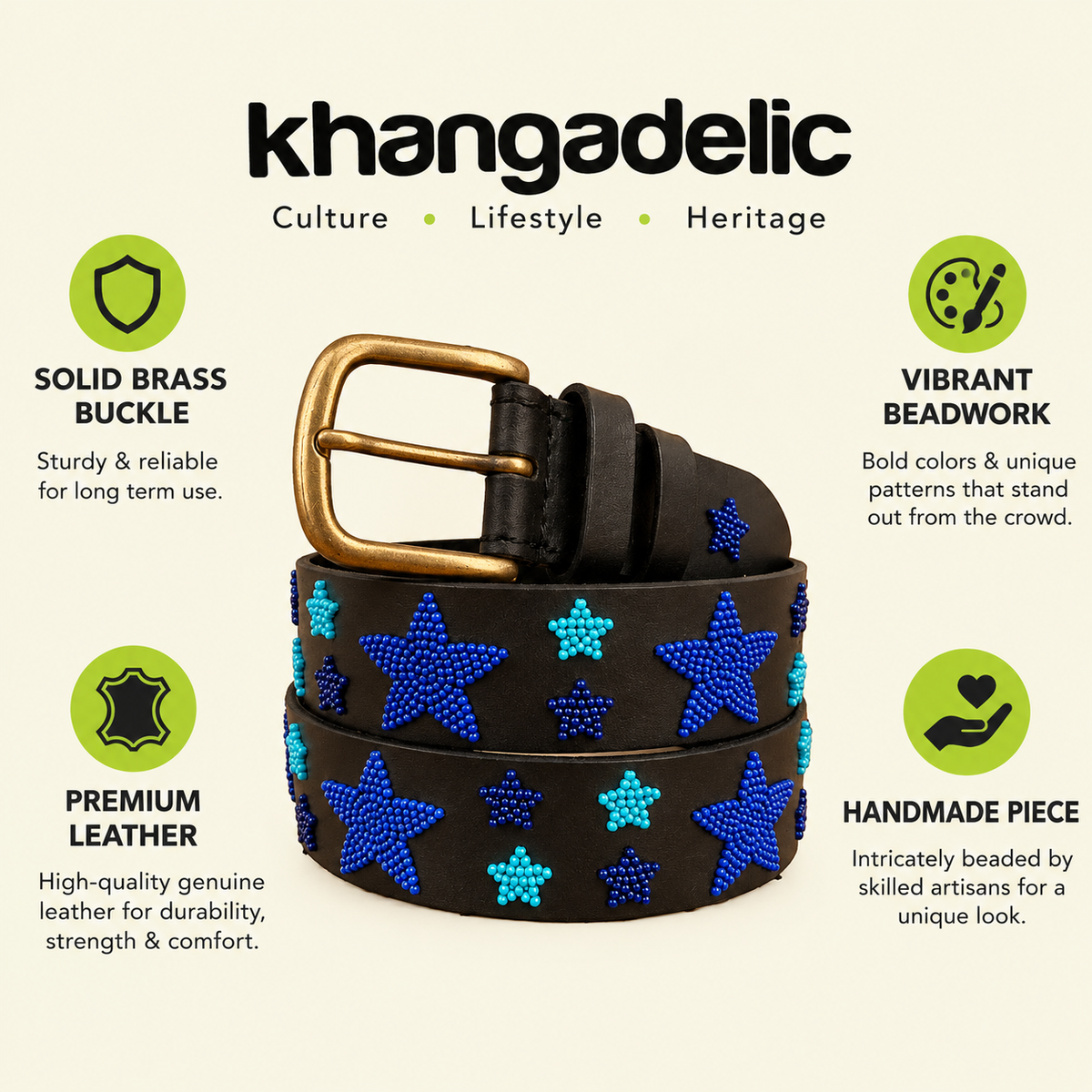 Handcrafted Maasai Belt - Blue Stars