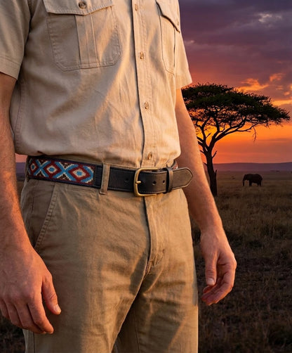 Handcrafted Maasai Belt - Blue Brown