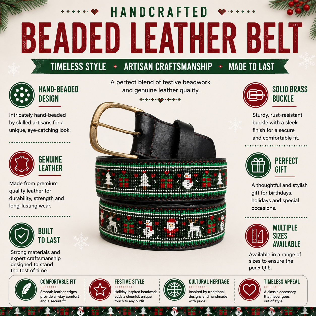 Handcrafted Maasai Belt - Santa Claus