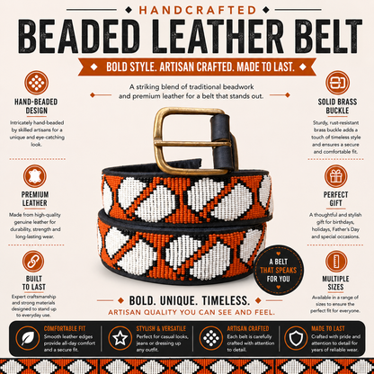 Handcrafted Maasai Belt - Orange Special