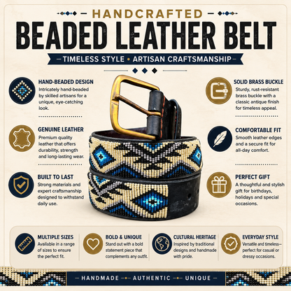 Handcrafted Maasai Belt - Blue Cream Native