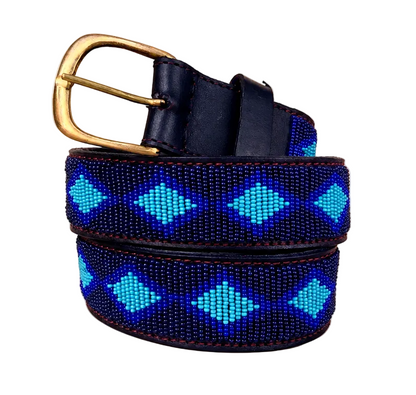 Handcrafted Maasai Belt - Midnight Blue Geometric