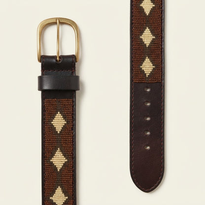 Handcrafted Maasai Belt - Brown Beige Geometric