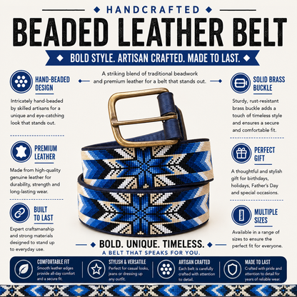 Handcrafted Maasai Belt - Blue White Native