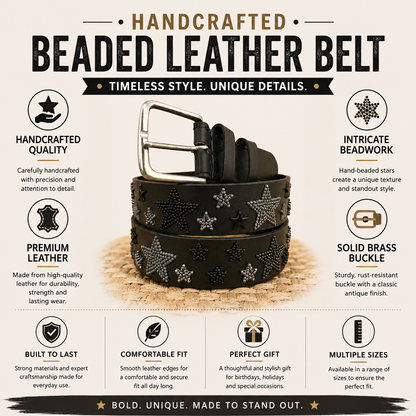 Handcrafted Maasai Belt - Black Stars