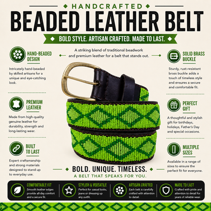 Handcrafted Maasai Belt - Lime Geometric