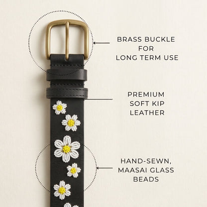 Handcrafted Maasai Belt - White Daisy