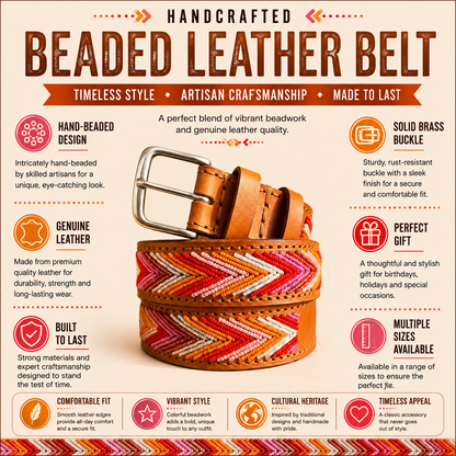 Handcrafted Maasai Belt - Pink Orange Arrow Belt
