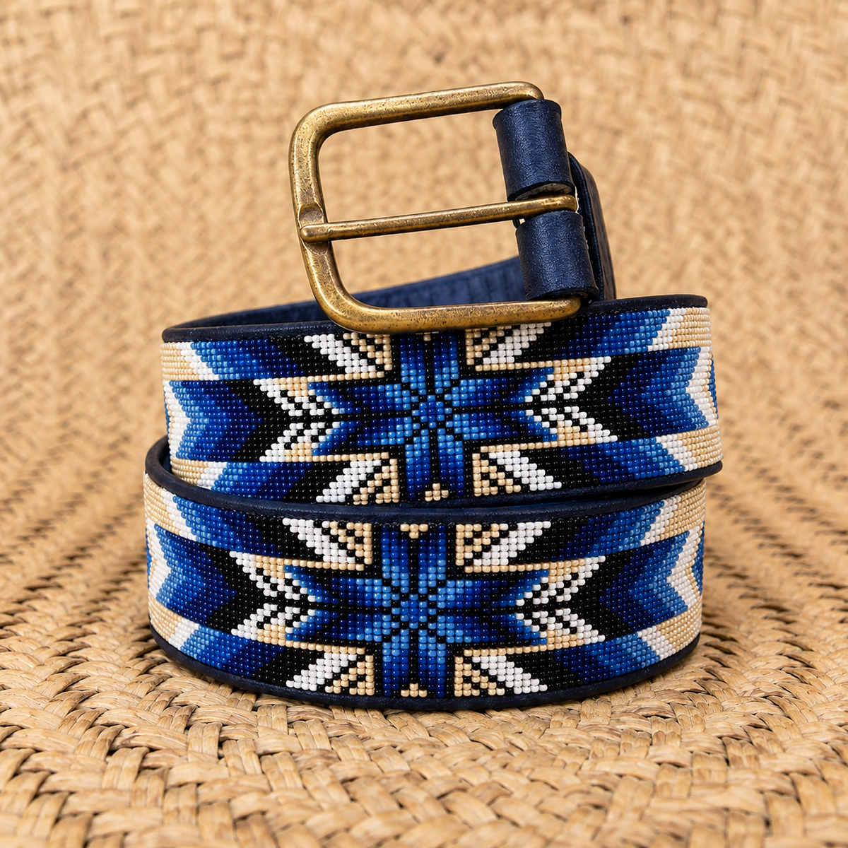 Handcrafted Maasai Belt - Blue White Native