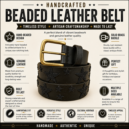 Handcrafted Maasai Belt - Black Stars