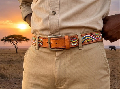 Handcrafted Maasai Belt - Multicolor Waves