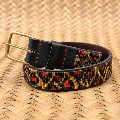 Handcrafted Maasai Belt - Red Gold Leopard Print