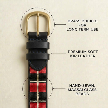 Handcrafted Maasai Belt - Classic Red