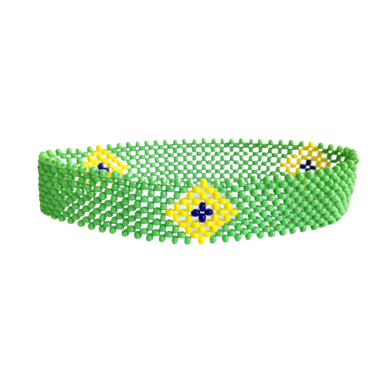 Wrist Band Bracelet Brazil National Flag FIFA World Cup Fan Men Large 8" 20.3cm