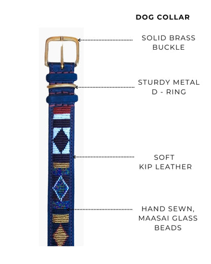 Handcrafted Maasai Dog Collar -Brown Gold Geometric