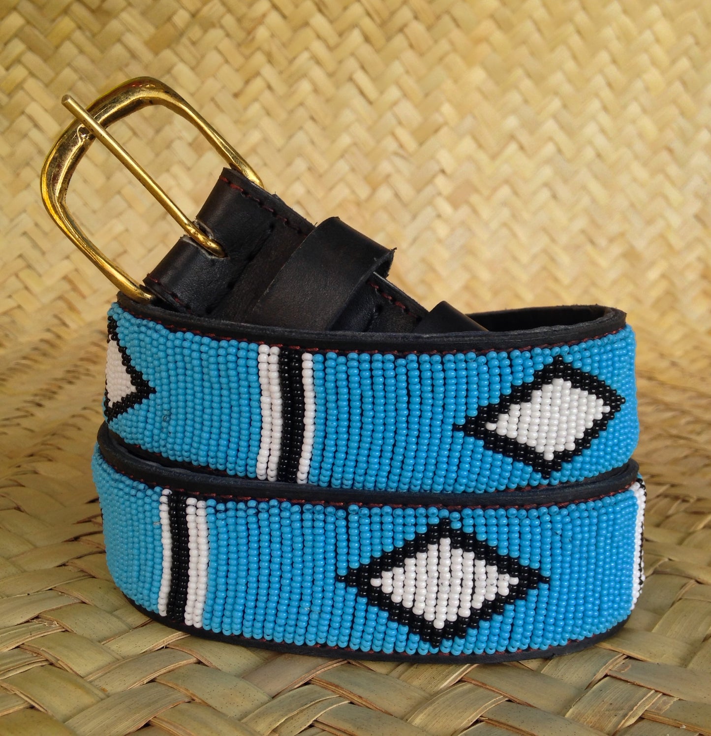 Beaded Masai Belt Handmade Leather Maasai Tribe Ethnic Made in Kenya Size 32-46