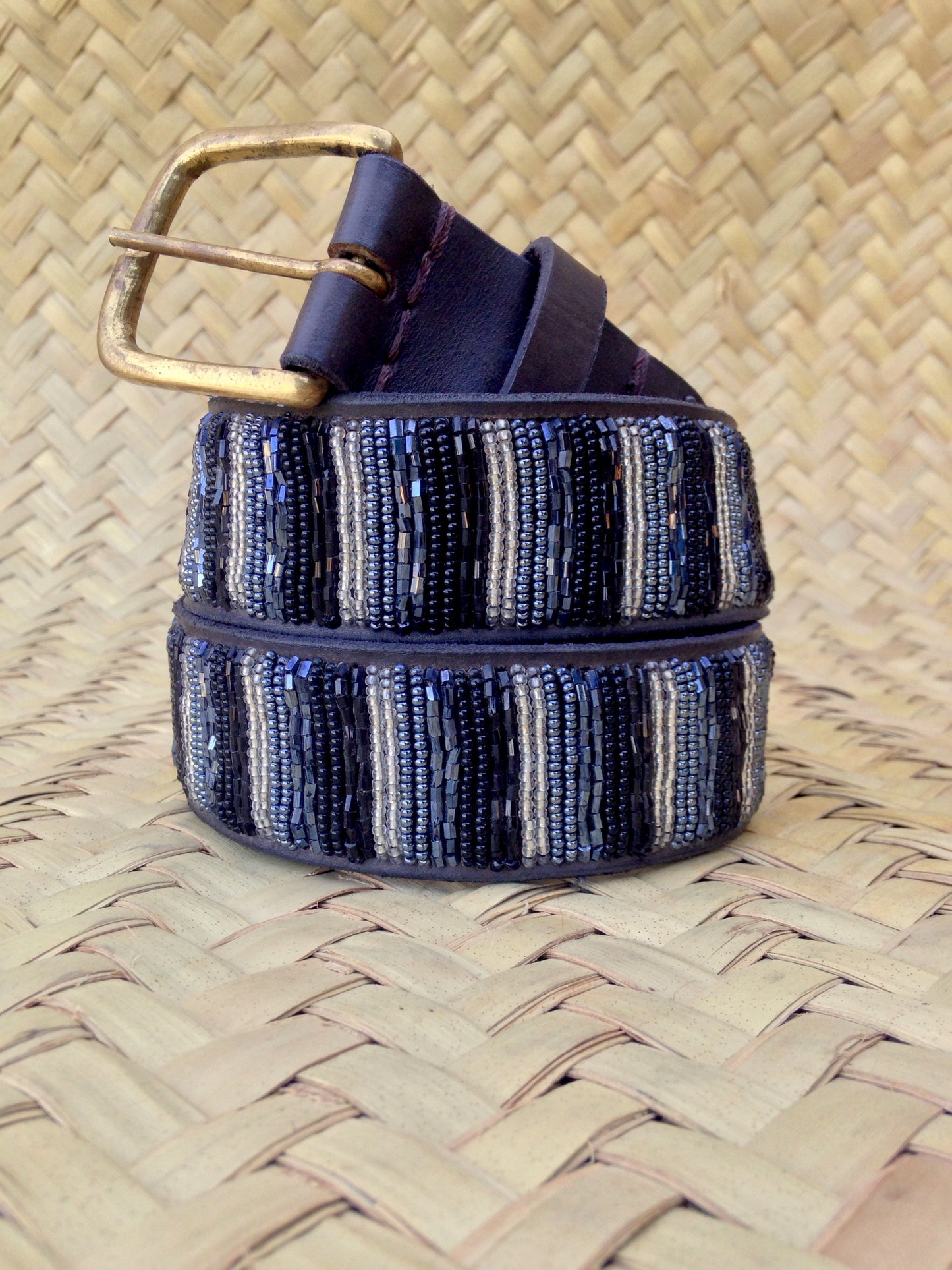 Beaded Masai Belt Handmade Leather Maasai Tribe Ethnic Made in Kenya Size 32-46