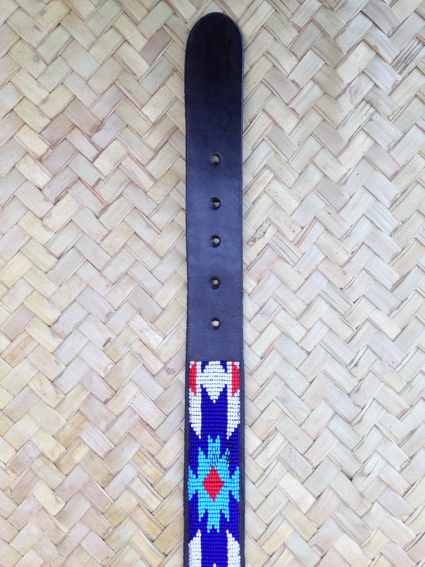 Beaded Masai Belt Handmade Leather Maasai Tribe Ethnic Made in Kenya Size 32-46