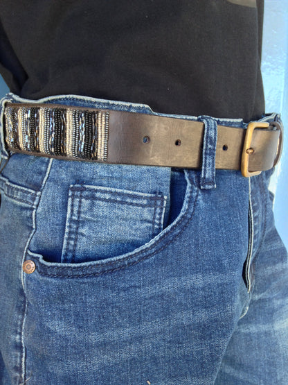 Handcrafted Maasai Belt - Neutral Colored Stripes