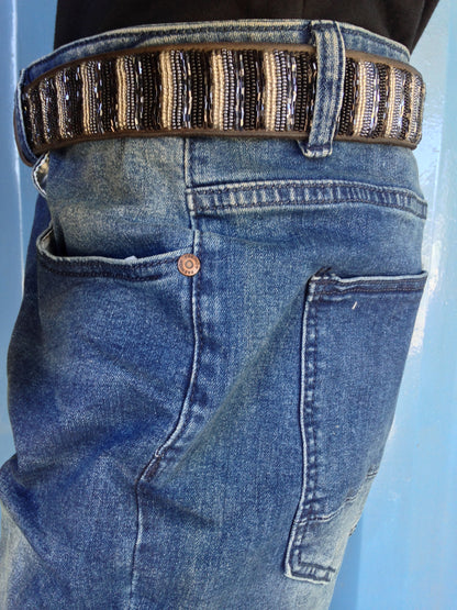 Handcrafted Maasai Belt - Neutral Colored Stripes