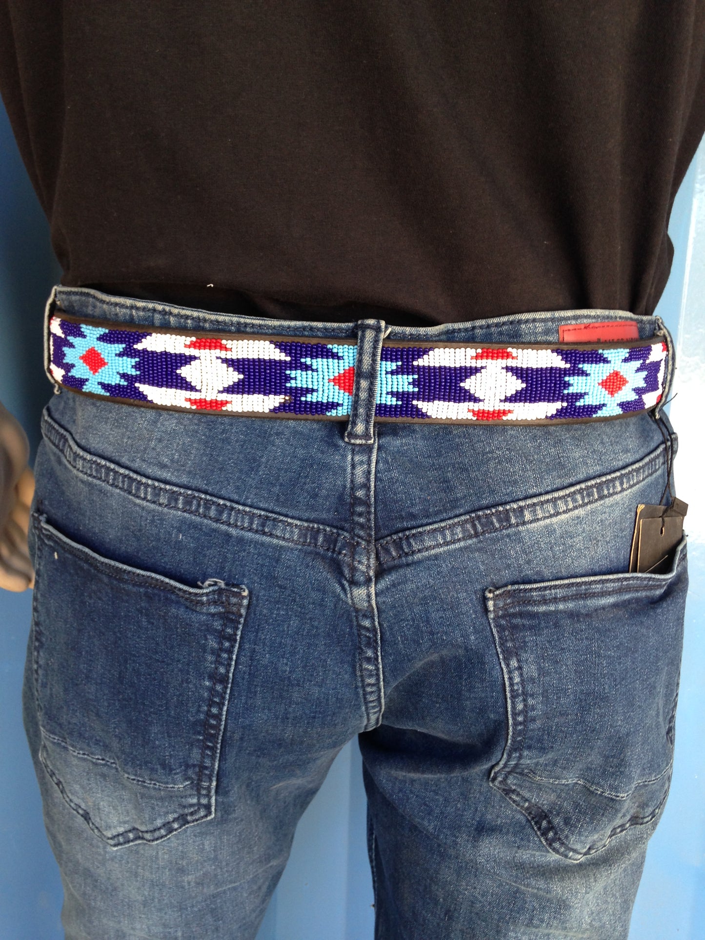 Beaded Masai Belt Handmade Leather Maasai Tribe Ethnic Made in Kenya Size 32-46