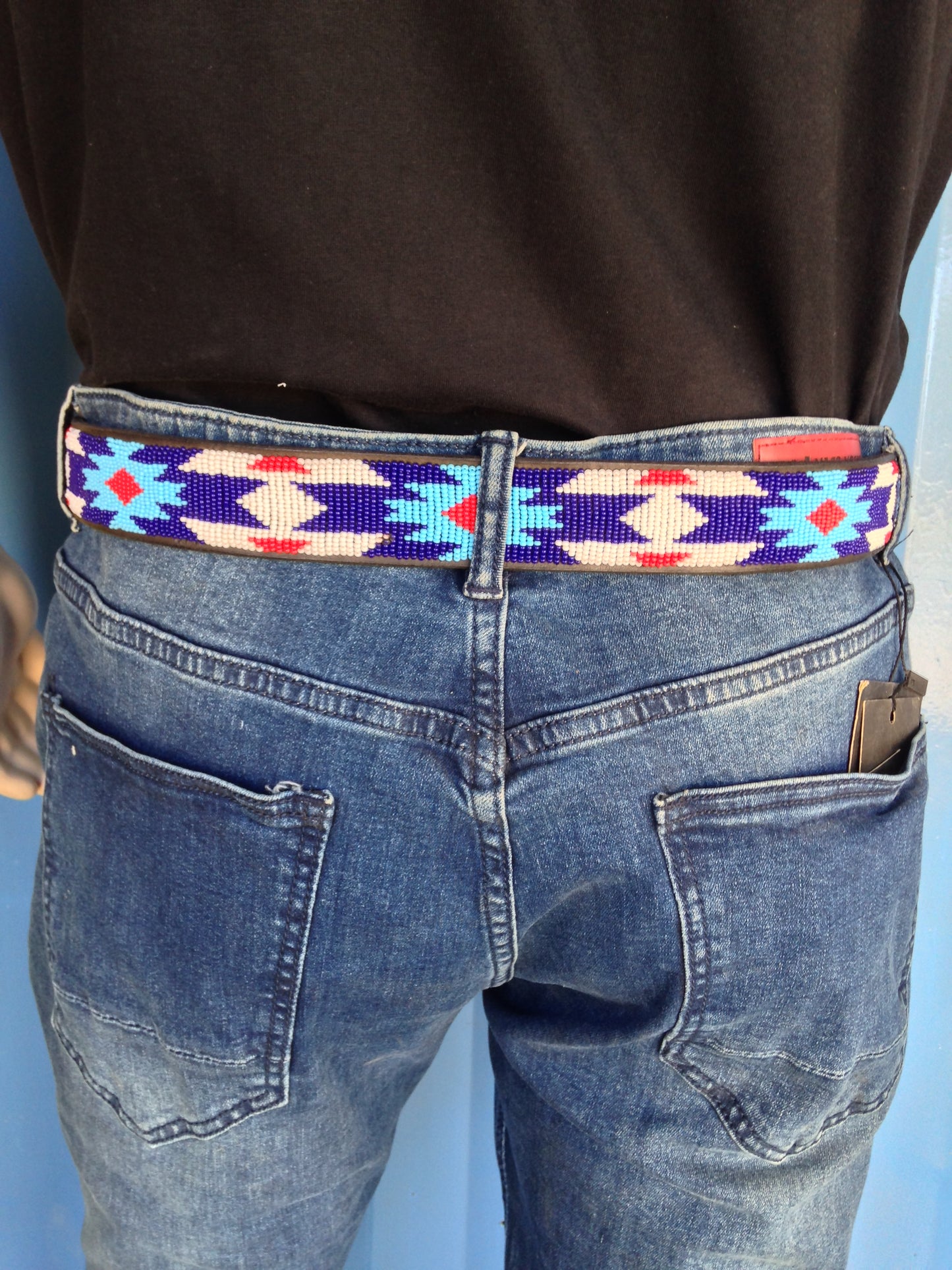 Beaded Masai Belt Handmade Leather Maasai Tribe Ethnic Made in Kenya Size 32-46