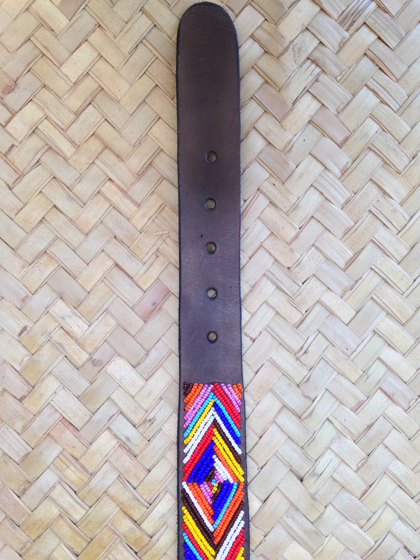 Beaded Masai Belt Handmade Leather Maasai Tribe Ethnic Made in Kenya Size 32-46