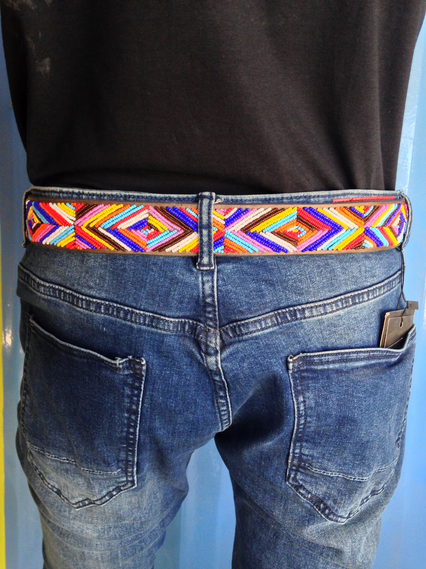 Beaded Masai Belt Handmade Leather Maasai Tribe Ethnic Made in Kenya Size 32-46