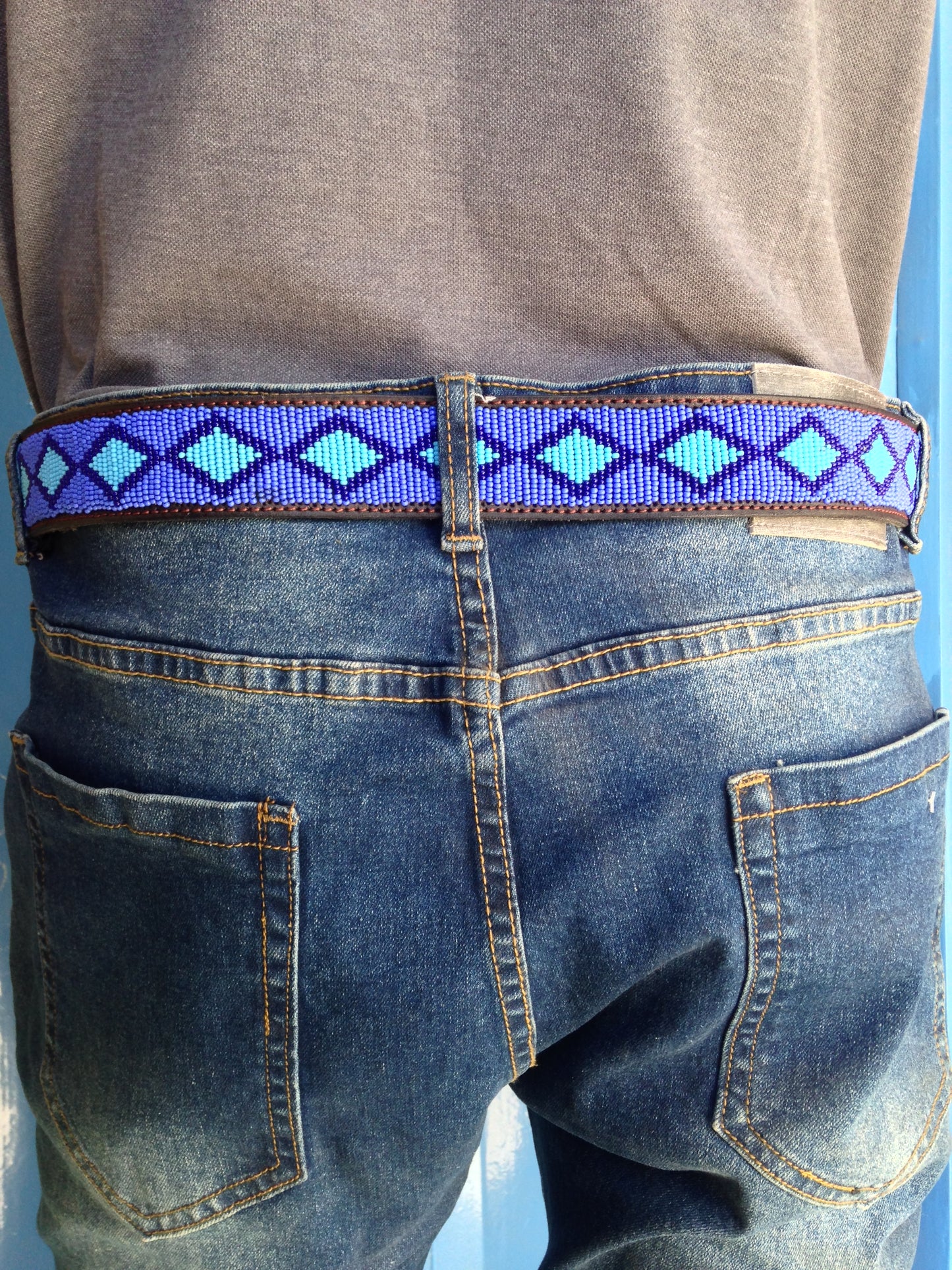 Beaded Masai Belt Handmade Leather Maasai Tribe Ethnic Made in Kenya Size 32-46