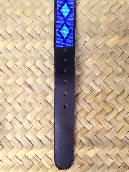 Handcrafted Maasai Belt - Electric Blue Geometric