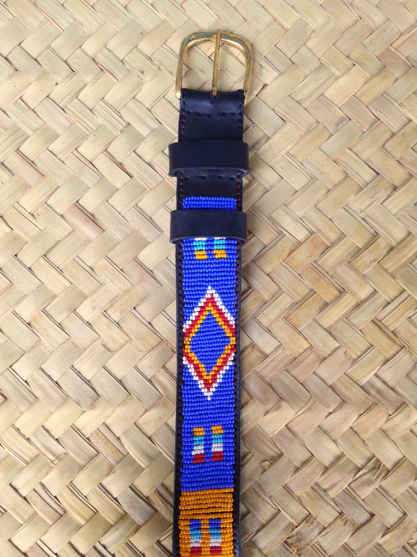 Beaded Masai Belt Handmade Leather Maasai Tribe Ethnic Made in Kenya Size 32-46