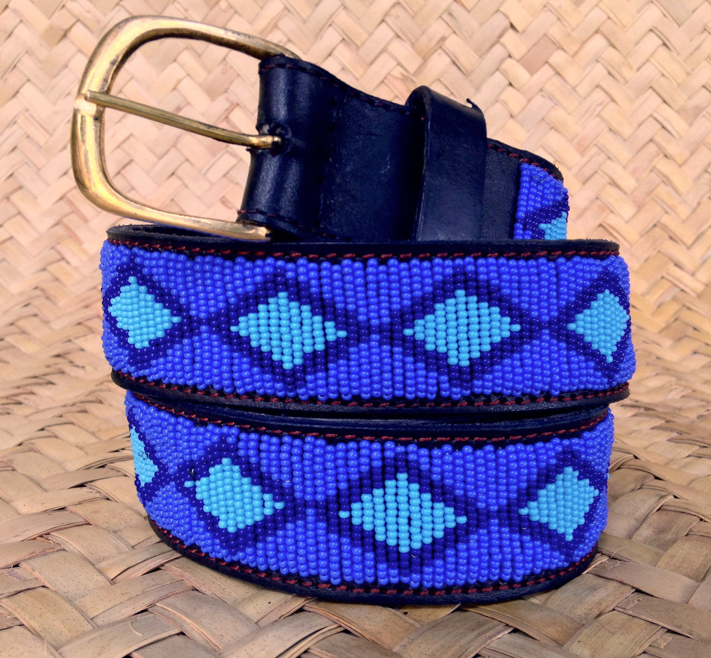 Beaded Masai Belt Handmade Leather Maasai Tribe Ethnic Made in Kenya Size 32-46