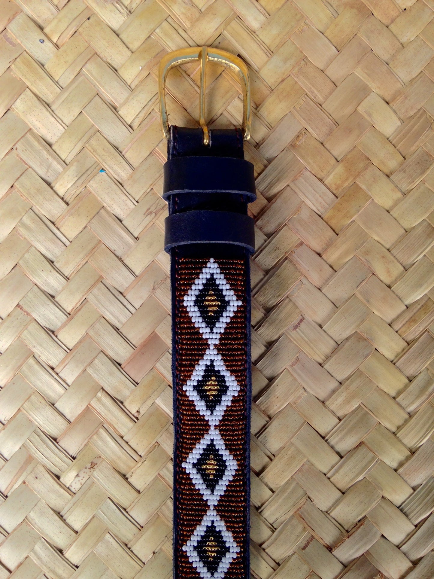 Beaded Masai Belt Handmade Leather Maasai Tribe Ethnic Made in Kenya Size 32-46