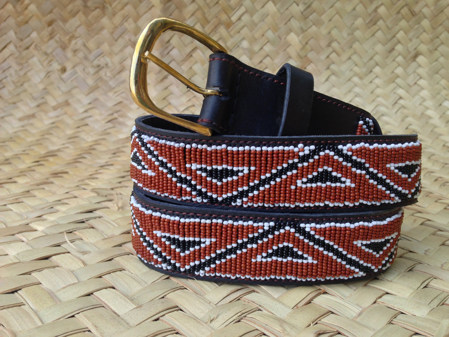 Beaded Masai Belt Handmade Leather Maasai Tribe Ethnic Made in Kenya Size 32-46