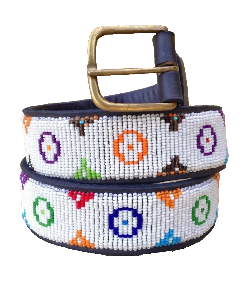 Handcrafted Maasai Belt - White Luxury
