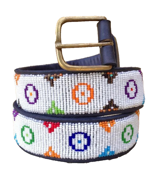 Handcrafted Maasai Belt - White Luxury