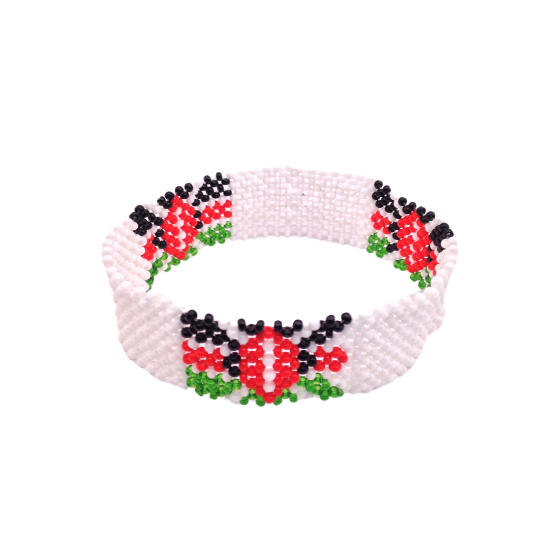 Wrist Band Bracelet Maasai Beaded Kenyan Flag African White