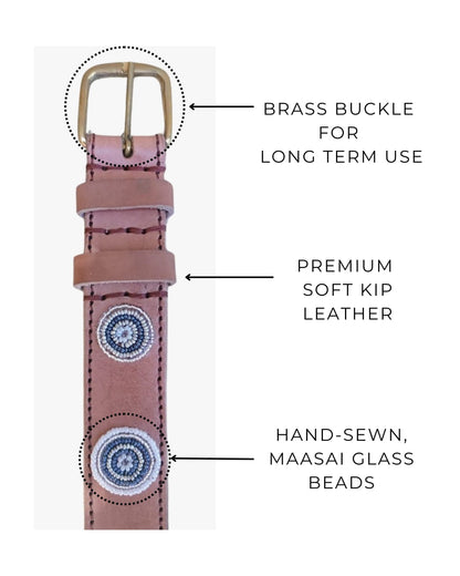 Handcrafted Maasai Belt - White Circles