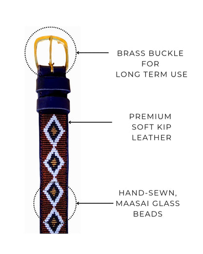 Handcrafted Maasai Belt - Brown Gold Geometric