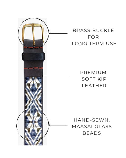 Handcrafted Maasai Belt - Black White Geometric