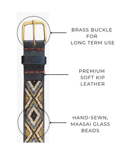 Handcrafted Maasai Belt - Gold Silver Geometric