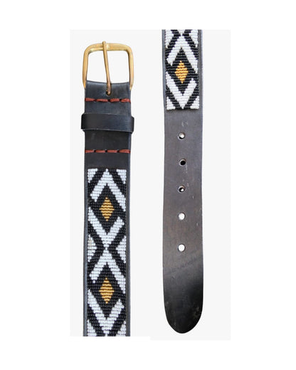 Handcrafted Maasai Belt - White & Black Geometric