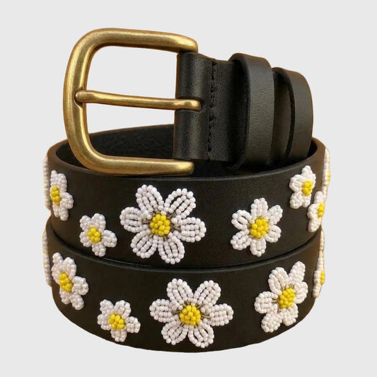 Handcrafted Maasai Belt - White Daisy