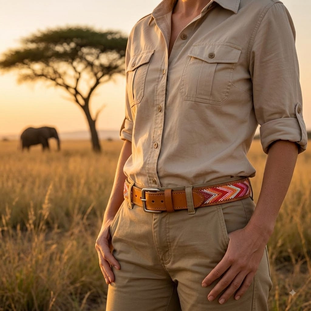 Handcrafted Maasai Belt - Pink Orange Arrow Belt