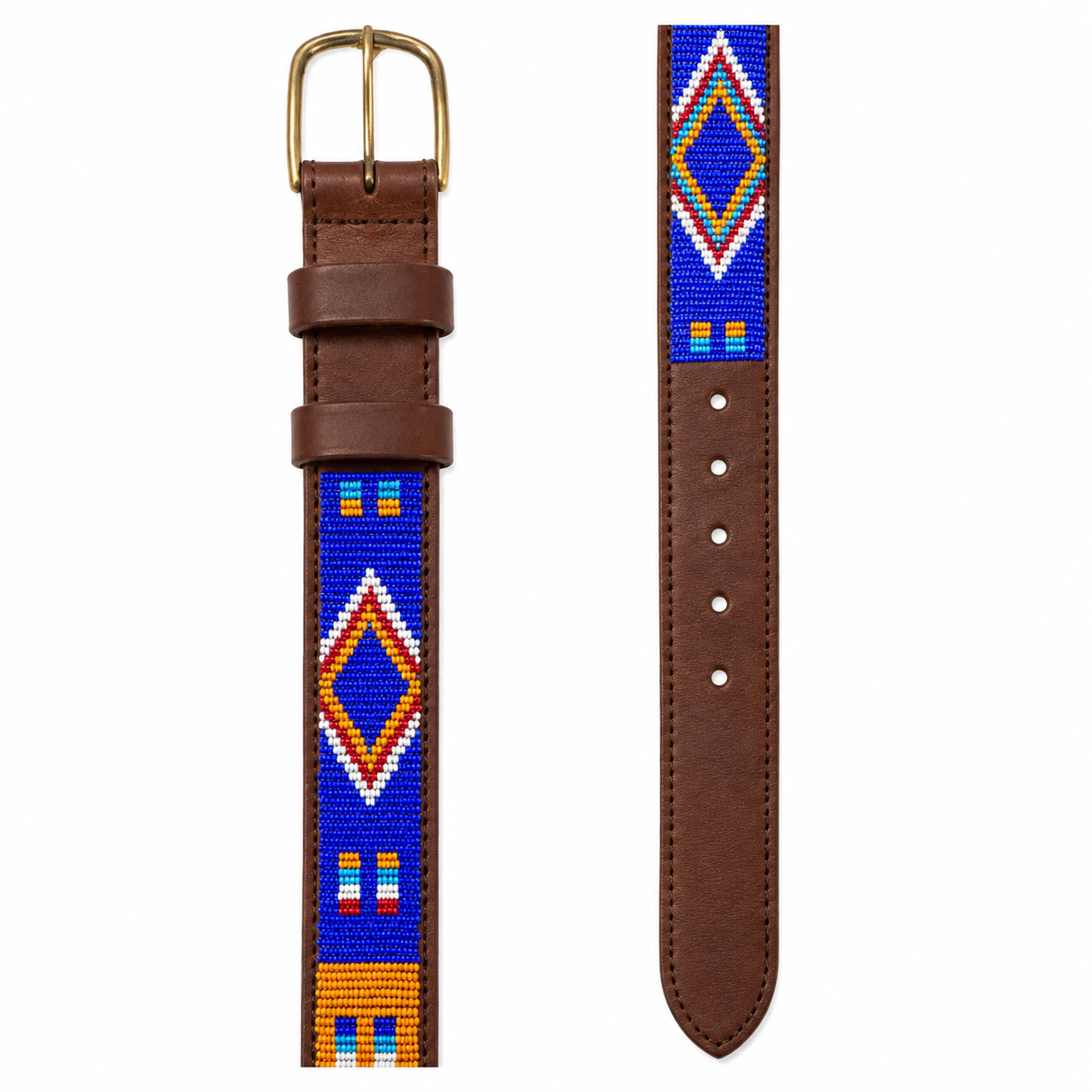 Handcrafted Maasai Belt - Brown Colorful Geometric