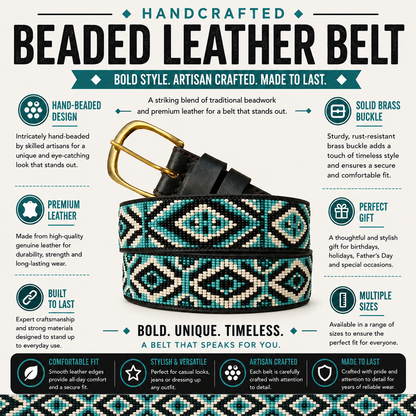 Handcrafted Maasai Belt - Black & Blue Geometric
