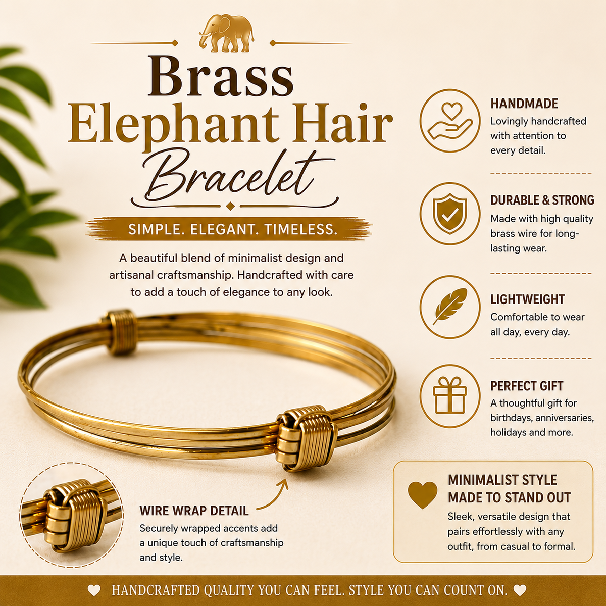 Bracelet Brass Elephant Hair