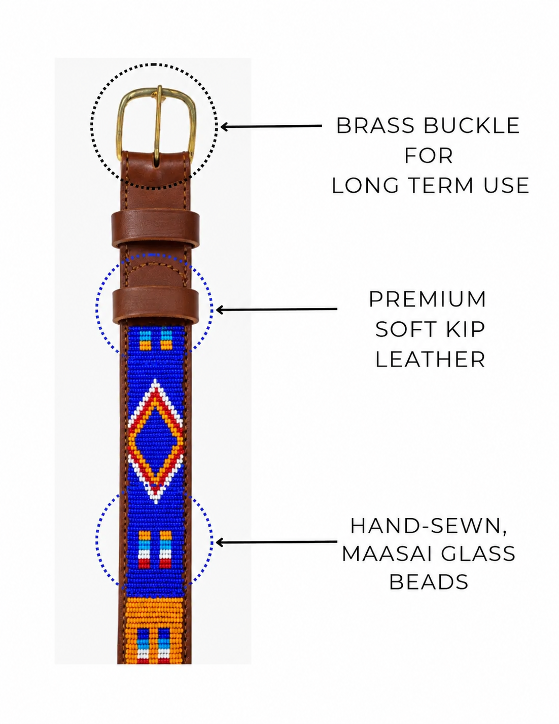 Handcrafted Maasai Belt - Brown Colorful Geometric