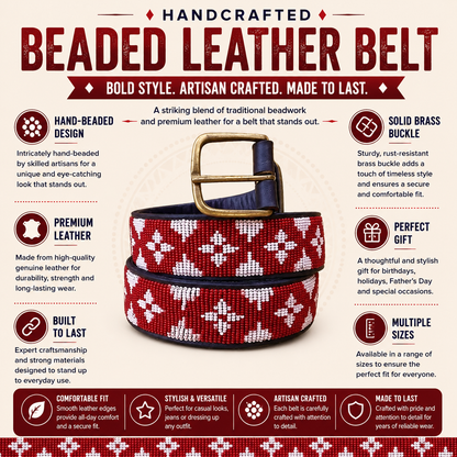 Handcrafted Maasai Belt - Burgundy Luxury