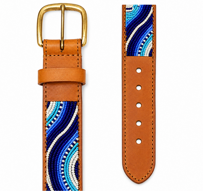Handcrafted Maasai Belt - Electric Blue Waves